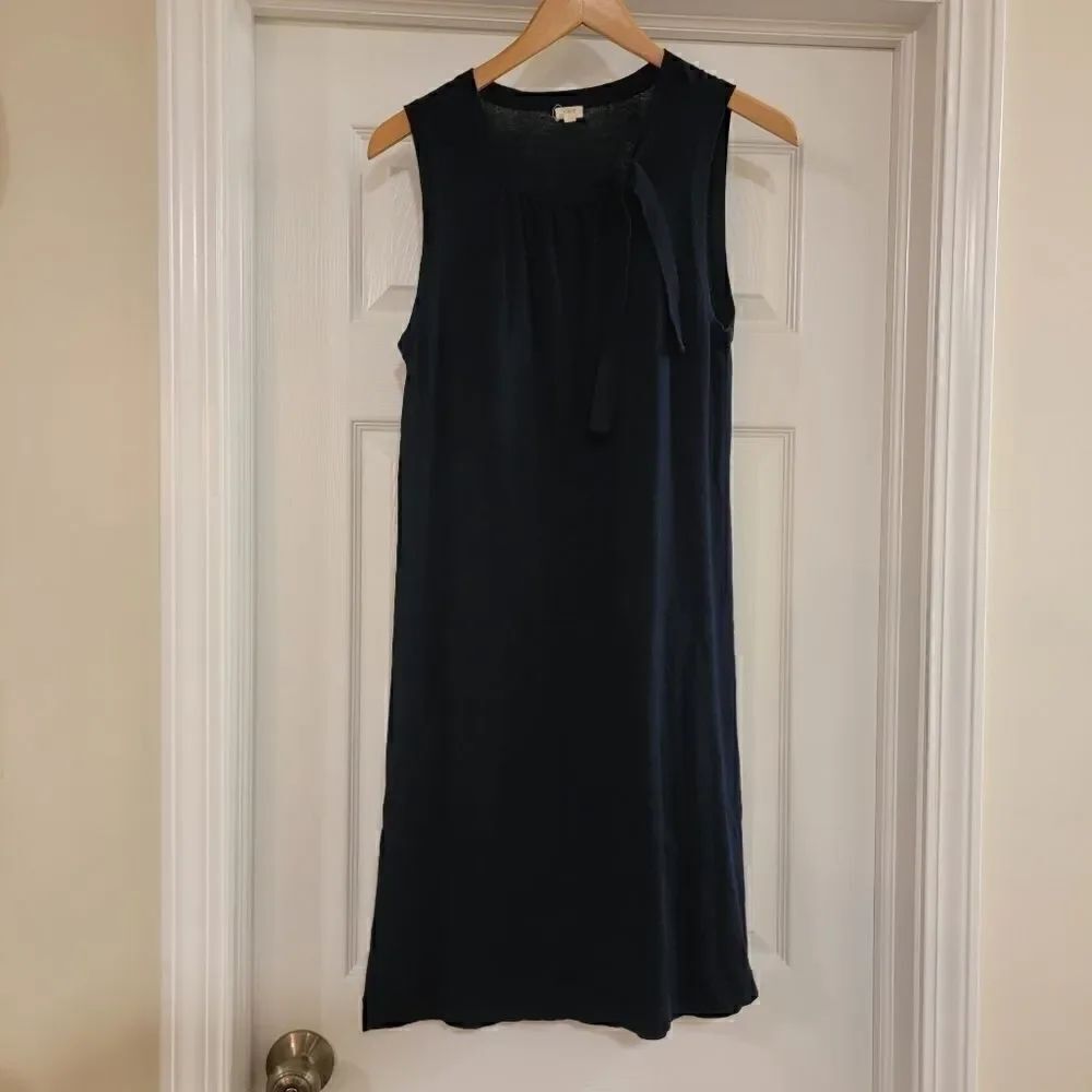 J. Crew Tie Neck Dress navy medium
